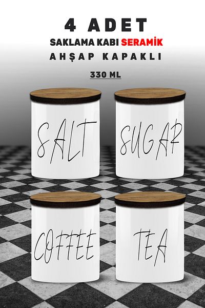 yeditepe hayat 4Pcs Cleaning Set: Salt Tea Sugar Coffee, Spice Jar Set Storage Container