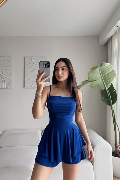 MOZENA Suspender Skirt Mini Dress with Shorts