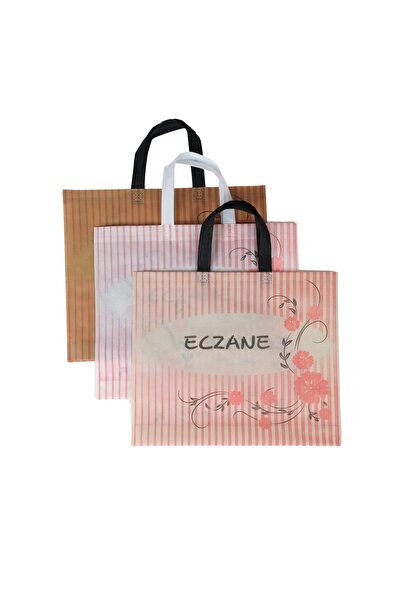 enpoşet Eczane Bez Çanta Kulplu Körüklü Petunya Desen Karma 40x33+7 cm 250 Ad...
