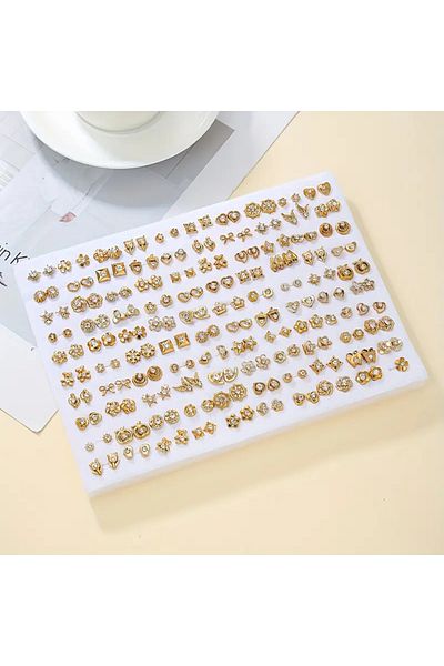 MRK 200Pcs 100 Pairs Mixed Minimal Gold Earrings