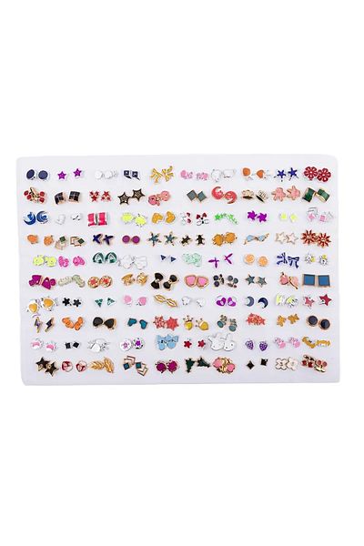 MRK 200Pcs 100 Pairs Mixed Color Minimal Earrings