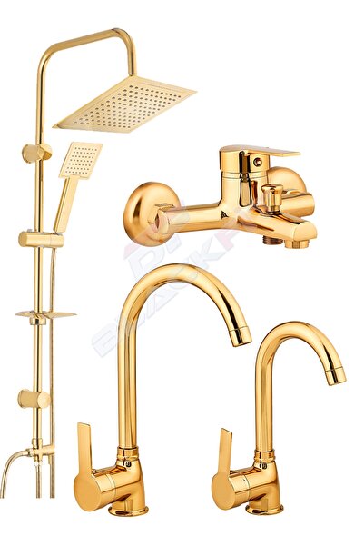 BF BLACKFİT Delta Gold Tepe Duş Seti Banyo Lavabo Mutfak Bataryası Duş Çeşmesi