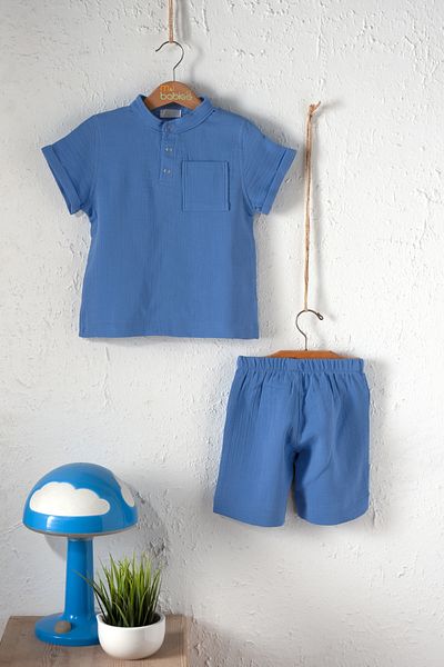 Montisu 100% Cotton Muslin, Baby Boy Set, 2 Piece (T-shirt + Shorts)
