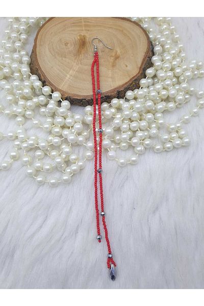 HAPPY HANDMADE Single/1 Piece Long Earrings/Pendant Earrings/Red Earrings/Henna Night Jewelry