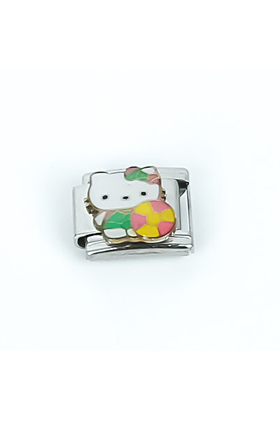 yfhobi Çelik İtalyan Bileklik Charmı, 1 Adet Oyuncaklı Hello Kitty Model Çeli...