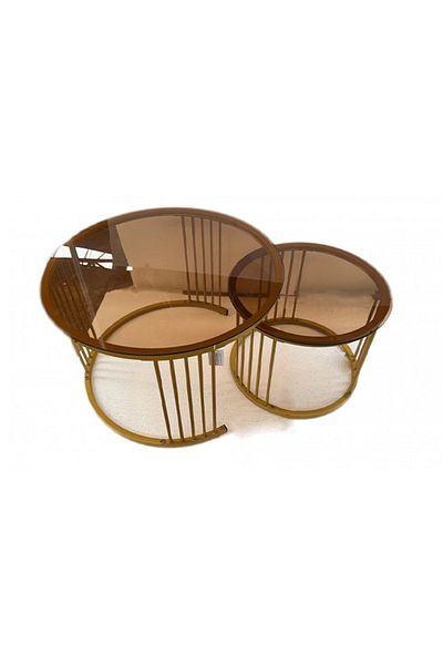 SAHABA 1 x 1 gold glass table 2301