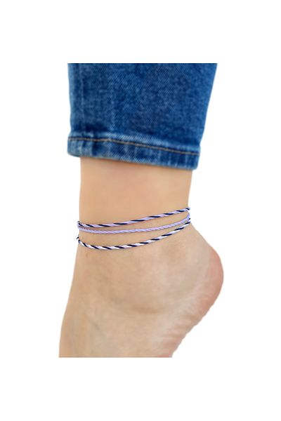 Atölye Merdiven Set of 3 Unisex Rope Anklet Combination Lilac