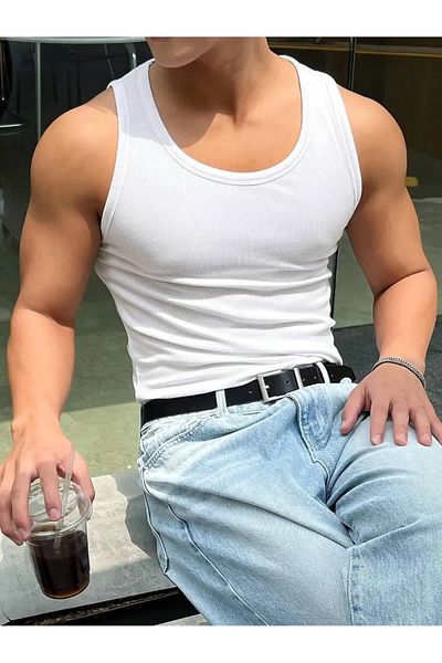 khalif Men's Camisole Fabric Twill Undershirt