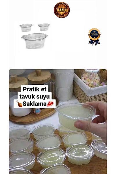 figanlar ambalaj 50 Cc Plastic Self Lid Transparent Bone Broth Broth Preservation Storage Container 50 Pieces