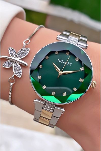 Homies Brand Yellow Silver Color Waterproof Women's Wristwatch - Bracelet 0850hms011267