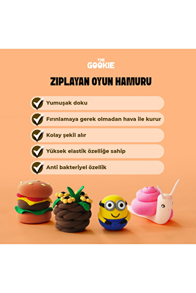 The Gookie Karışık Renkli Zıplayan Ve Hava Ile Kuruyan Oyun Hamuru Kiti, Anahtarlık, Magnet - 24 Adet