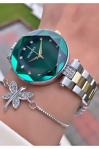 Homies Brand Yellow Silver Color Waterproof Women's Wristwatch - Bracelet 0850hms011267