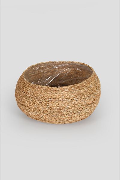 CasaLinda Natural Weave Flower Pot, Waterproof Inner Coating, Home/Office Decoration Basket