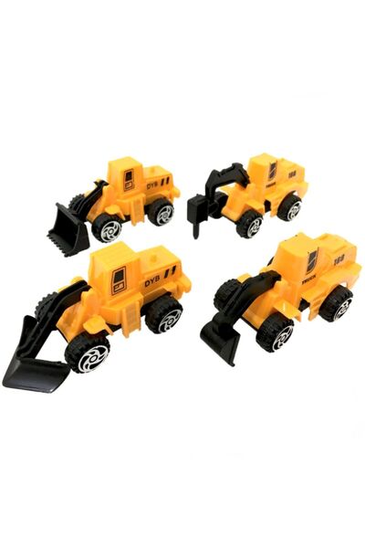 TOYFEST Set of 4 Truck Color Chart Pull and Drop Construction Equipment - 8cm