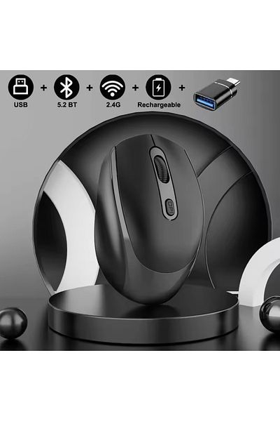 congdi Black with otg Rechargeable Bluetooth-compatible Wireless Mouse 2.4G Optical Mice with USB RGB 1600D