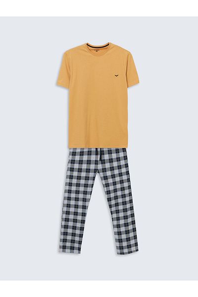 LC Waikiki Standard Mold 100% Cotton Combed Fabric Men's Pajama Set