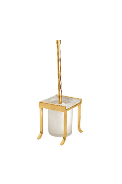 ÇELİK BANYO KUMRU SET ÜSTÜ KLOZET FIRÇASI CAMLI GOLD (10 YIL PASLANMAZ GARANT...