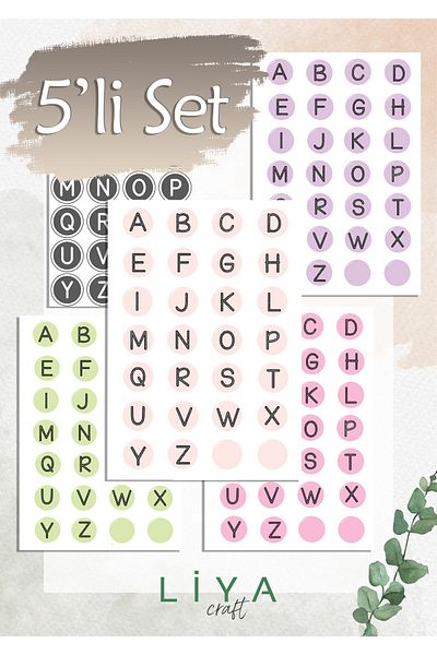LiyaCraft Five Color Alphabet Sticker Set