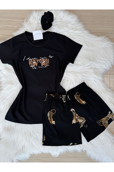 Pijamacs SET PIJAMA PEGASUS CU PANTOR SORRT CU IMPRIMARE LEOPARD NEGRU