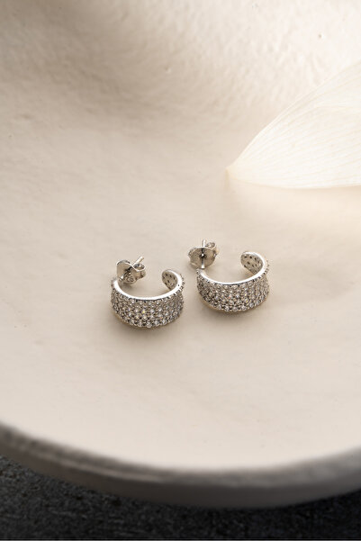Silvano Jewelry 925 Ayar Gümüş Taşlı Halka Küpe