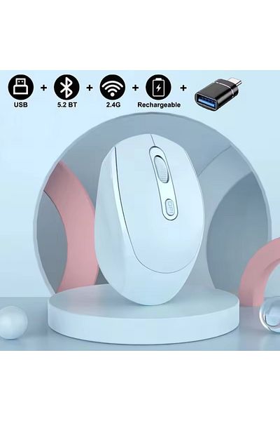 congdi Blue with otg Rechargeable Bluetooth-compatible Wireless Mouse 2.4G Optical Mice with USB RGB 1600DP