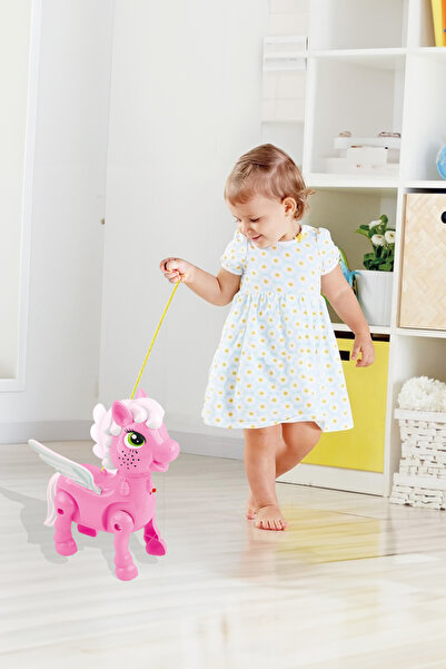 Genel Markalar Işıklı Sesli Pilli Yürüyen At Oyuncağı Pony Oyuncağı Pembe ve Mavi