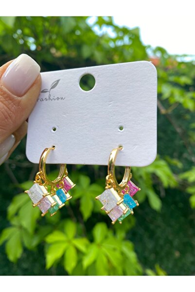 Gozibygoz أقراط هوب حجر الزركون الملونة