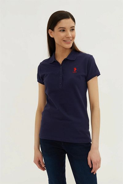 U.S. Polo Assn. Tricou cu gât polo pentru damă bleumarin
