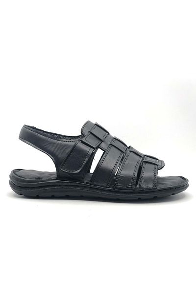 KOCAMANLAR 100% Γνήσιο Δέρμα Full Orthopedic Ανδρικά Σανδάλια Μαύρα