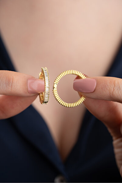 Silvano Jewelry 925 Ayar Gümüş Baget Taşlı Halka Küpe