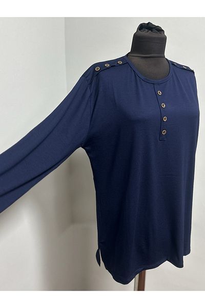 ÖZDEV Women's Rikralı Mother Combed Cotton Blouse for Middle Ages and Above with Shoulder and Front Button Detail
