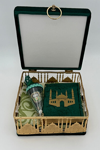 Uğurlu Hac Set de cufere din catifea Camili Hediyelik