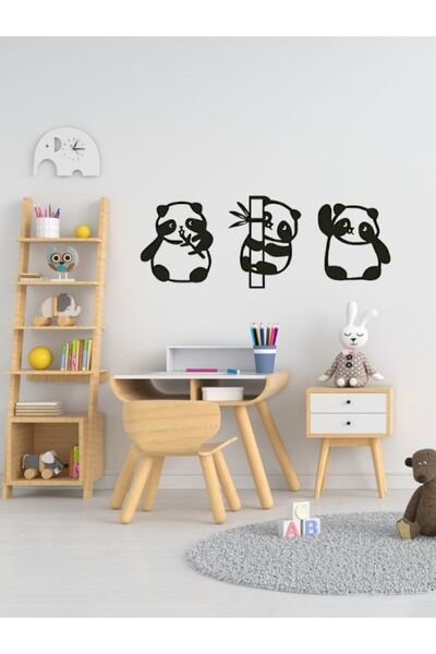 Diji Wood Sevimli Pandalar Ahşap Duvar Dekoru