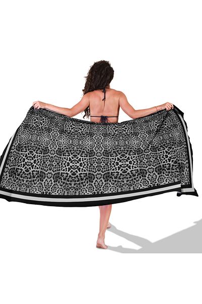 TUA Leopard Pattern Non-Revealing Satin Pareo