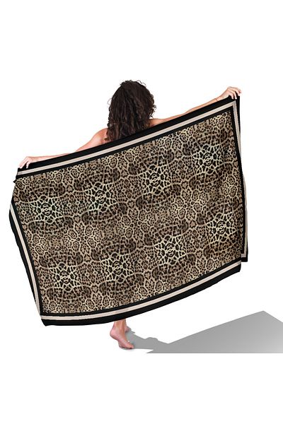 TUA Leopard Pattern Non-Revealing Satin Pareo