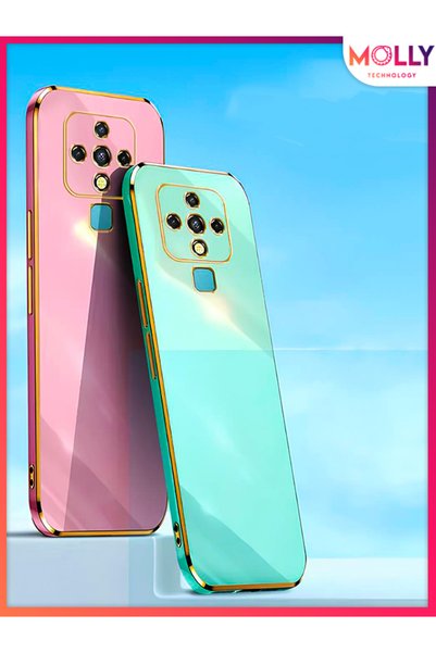 Molly Technology حافظة سيليكون فاخرة لهاتف Tecno Camon 16 مع تفاصيل ذهبية على الحواف الليلية