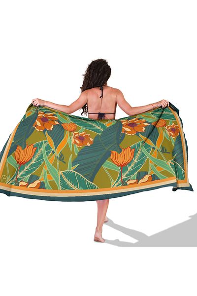 TUA Orange Flover Pattern Inside-Non-Showing Satin Pareo