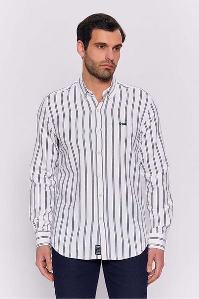 Galvanni Men's Navy Blue Shirt - Mahargi Navy Striped