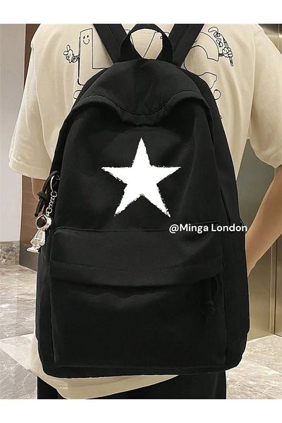 weywot Black White Star Printed School, Classroom, Course Backpack