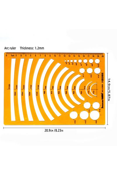 Choice 4369 Circular oval ruler durable K Resin drawing design furniture architect template drafting ruler