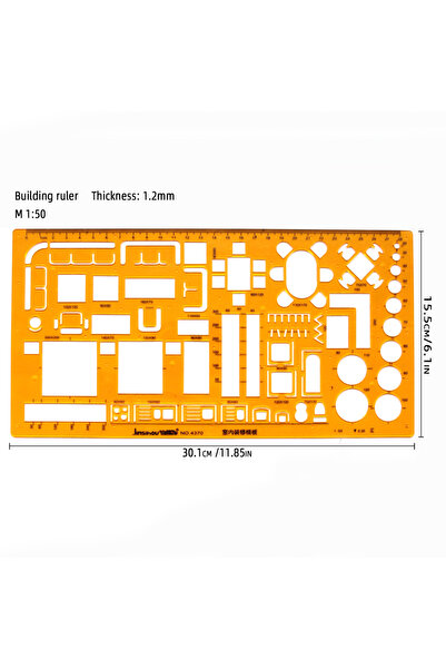 Choice مسطرة دائرية بيضاوية متينة من الراتنج K 4370، مسطرة رسم تصميم أثاث معماري، قالب رسم