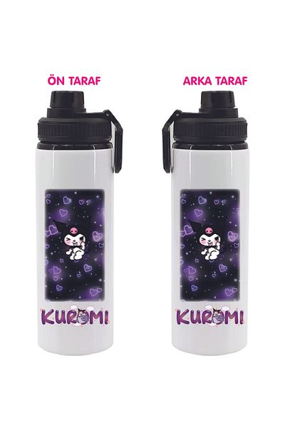 DKDZ SHOP Kuromiii Printed Metal Water Bottle Black 850ml.-054