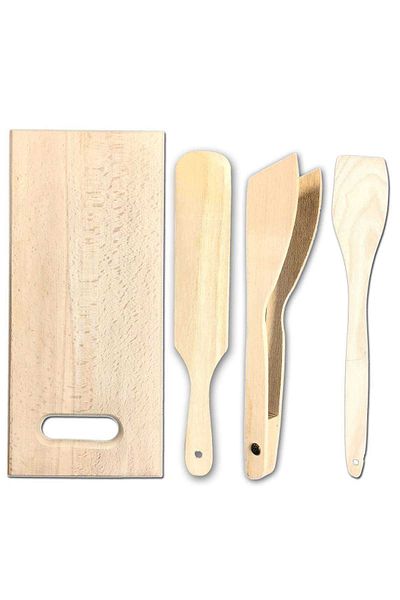 MBB ETİCARET Practical Use Wooden Large Kitchen Set 4 Pieces