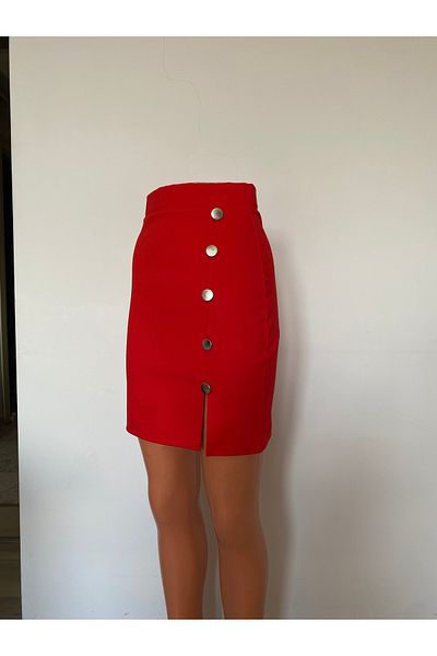 BRAVORİTE Red Button Detail Skirt