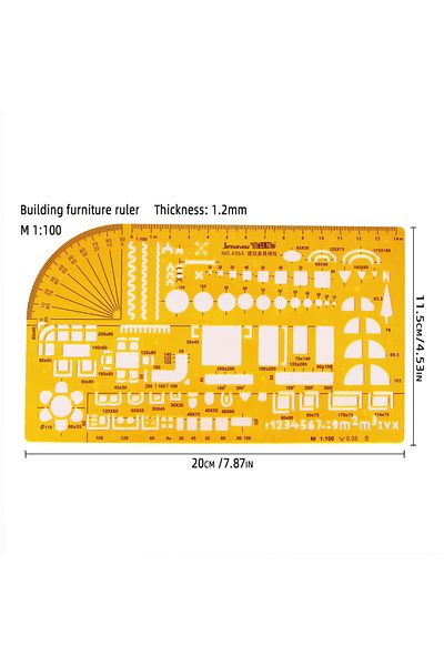 Choice 4355 Circular oval ruler durable K Resin drawing design furniture architect template drafting ruler