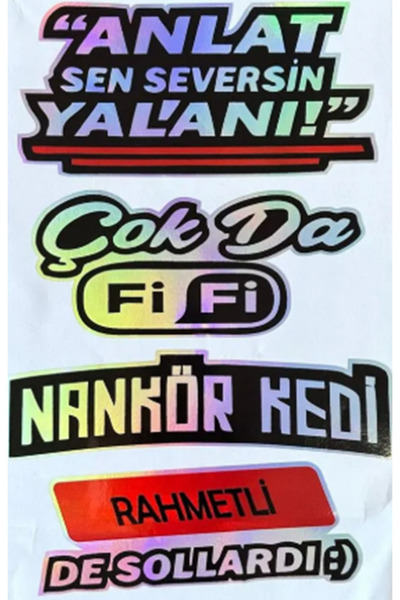 HMNL Anlat Sen Seversin Yalanı Nankör Kedi Hologram Arka Cam Sticker 30X20