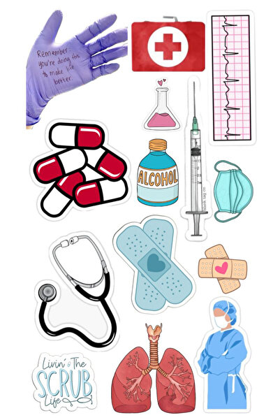 Tıp Doktor Hemşire Sticker Telefon Laptop Notebook Tablet Defter Matara Stiker Etiket ST1153