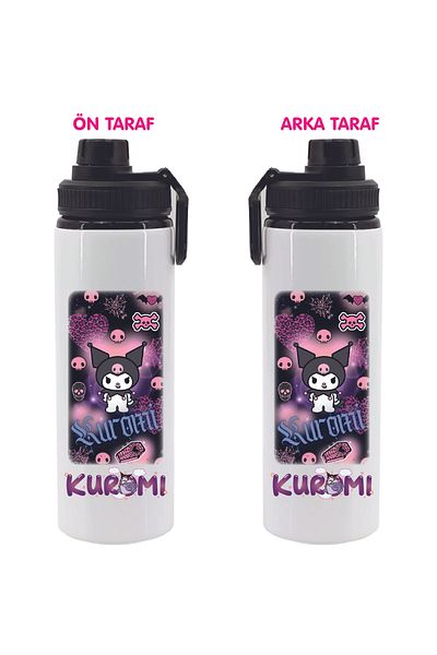 DKDZ SHOP Kuromiii Printed Metal Water Bottle Black 850ml.-055