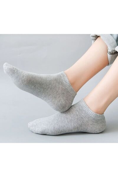Çorabistaan 5 Çift Gri Bilek Boy Unisex Kadın Erkek Yazlık Ekonomik Patik Çorap