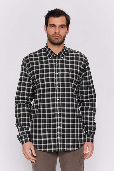 Galvanni Men's Green Shirt - Rettap Green Multi Checked